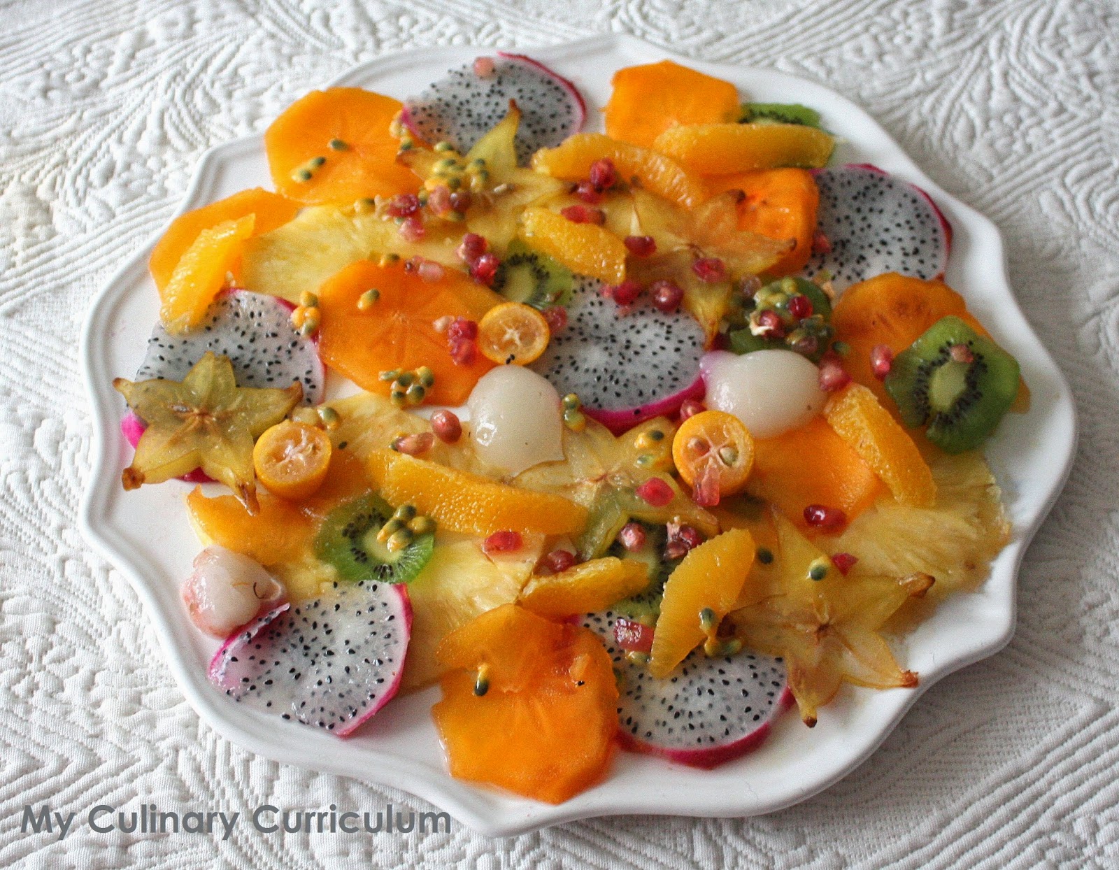 My Culinary Curriculum Salade de fruits exotiques au sucre pétillant