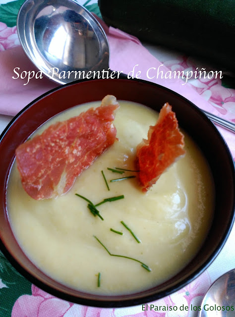 Sopa  Parmentier De Champiñon Con Crujiente De Jamón Serrano
