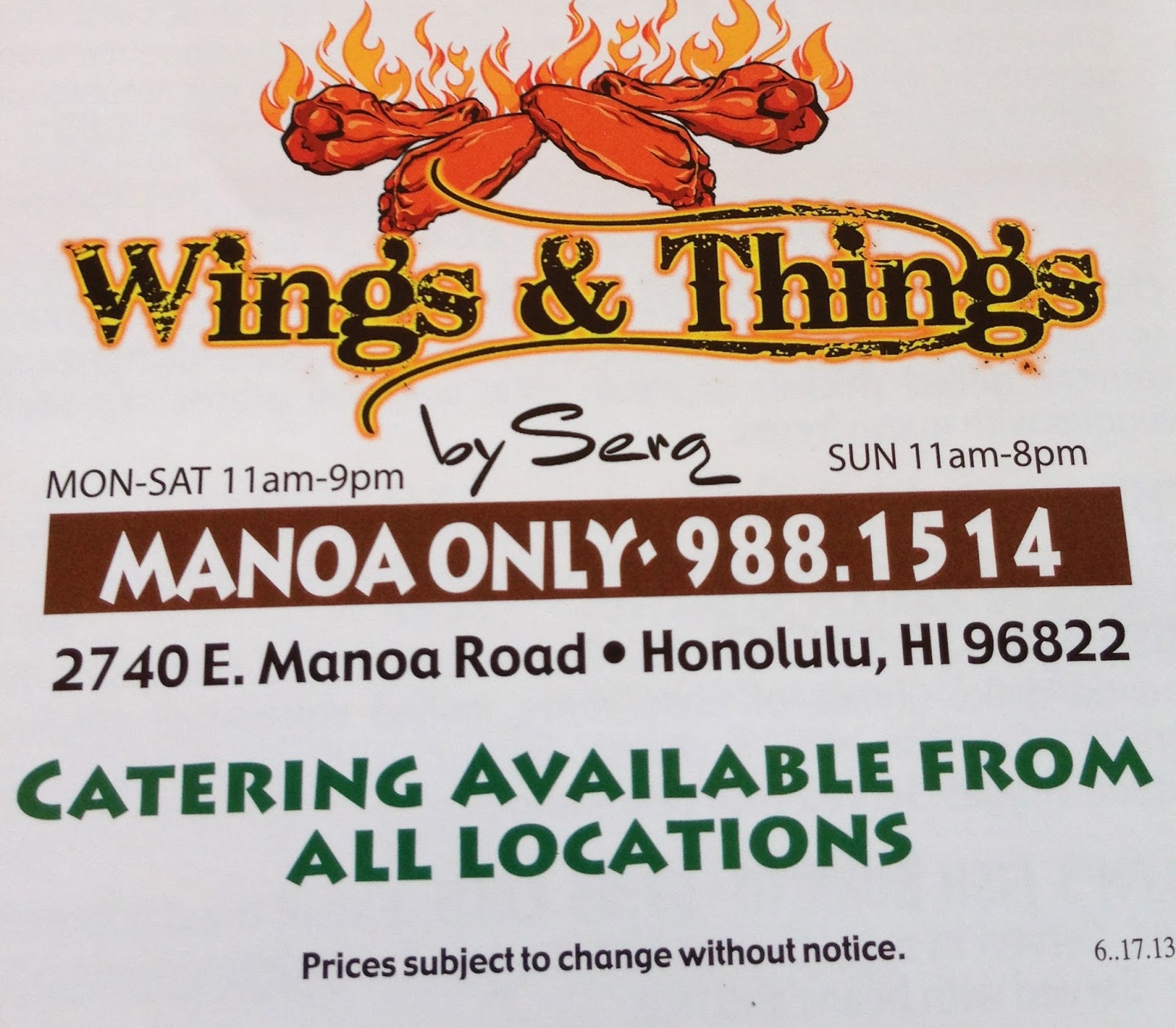 TASTE OF HAWAII WINGS AND THINGS BY SERG