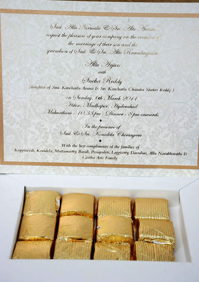 Allu Arjun Sneha Reddy Wedding Invitation Card