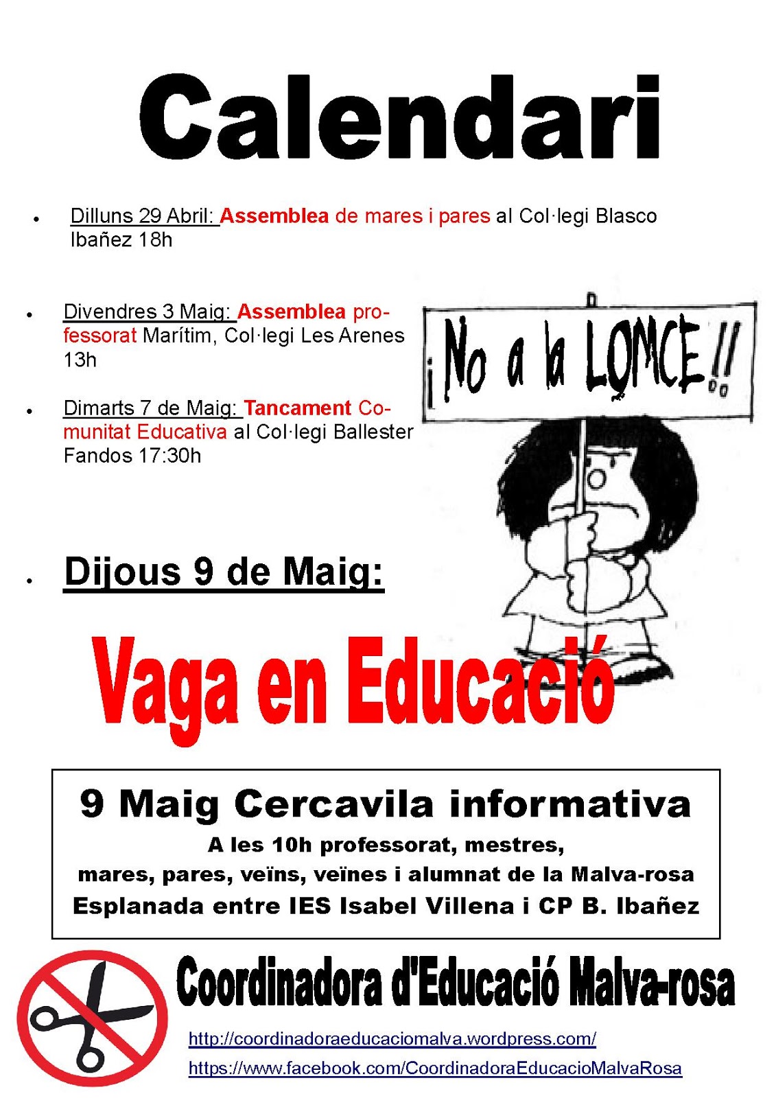 Amics de la Malva Preparant la VAGA general educativa del 9 de Maig a