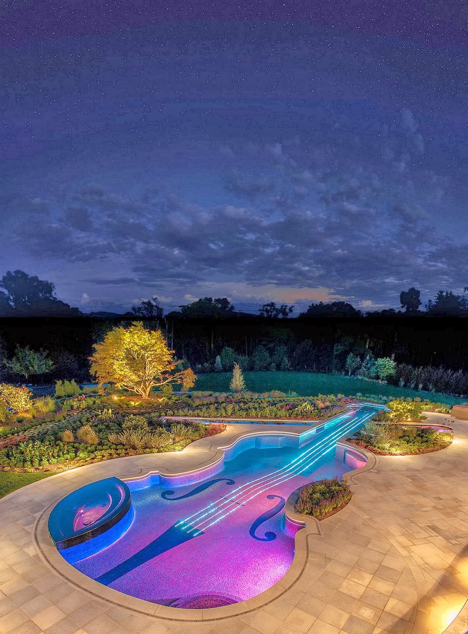 Amazing and Incredible Magnificent Violin Shaped Swimming Pool