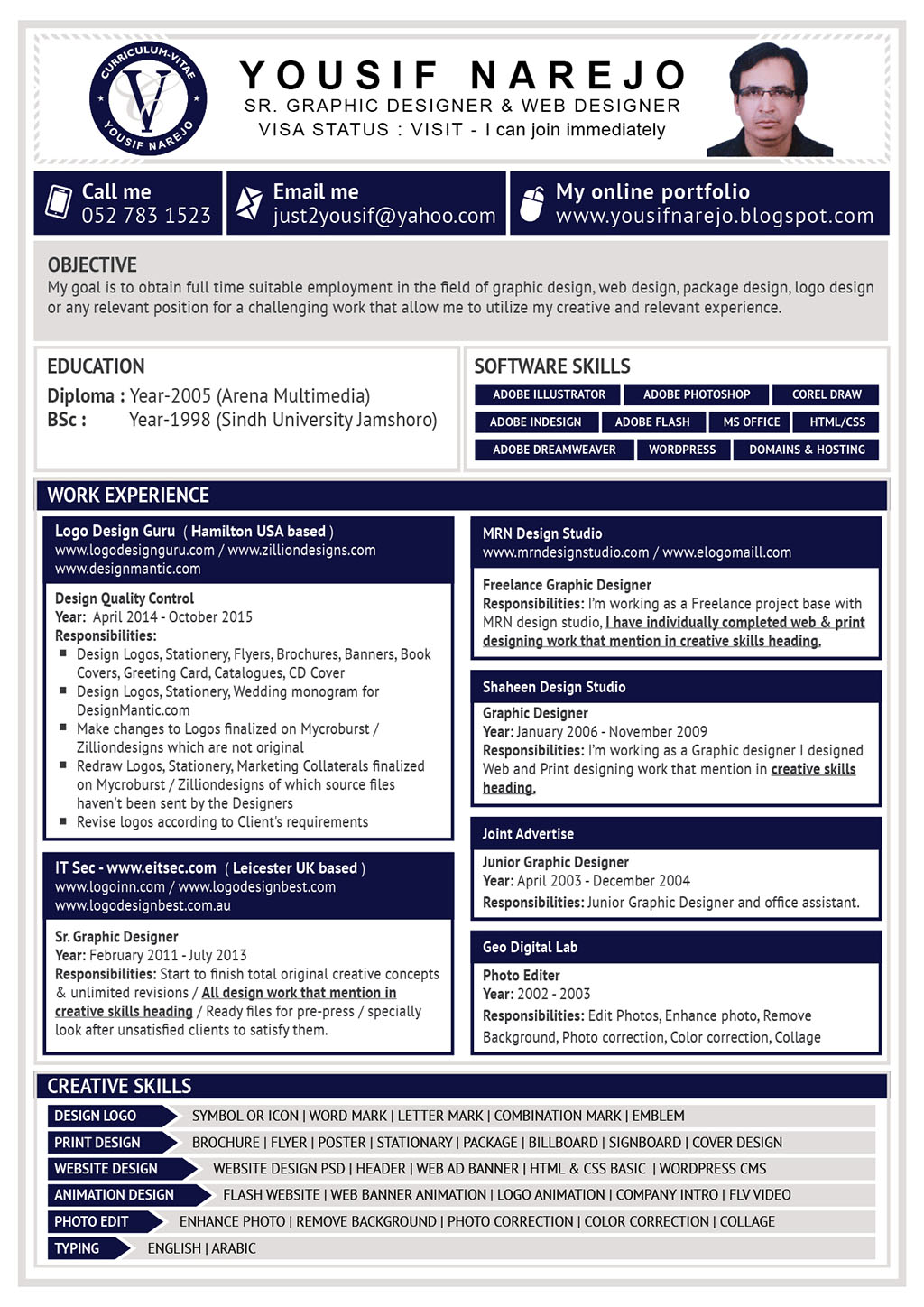 Yousif Narejo Senior Graphic Designer Cv