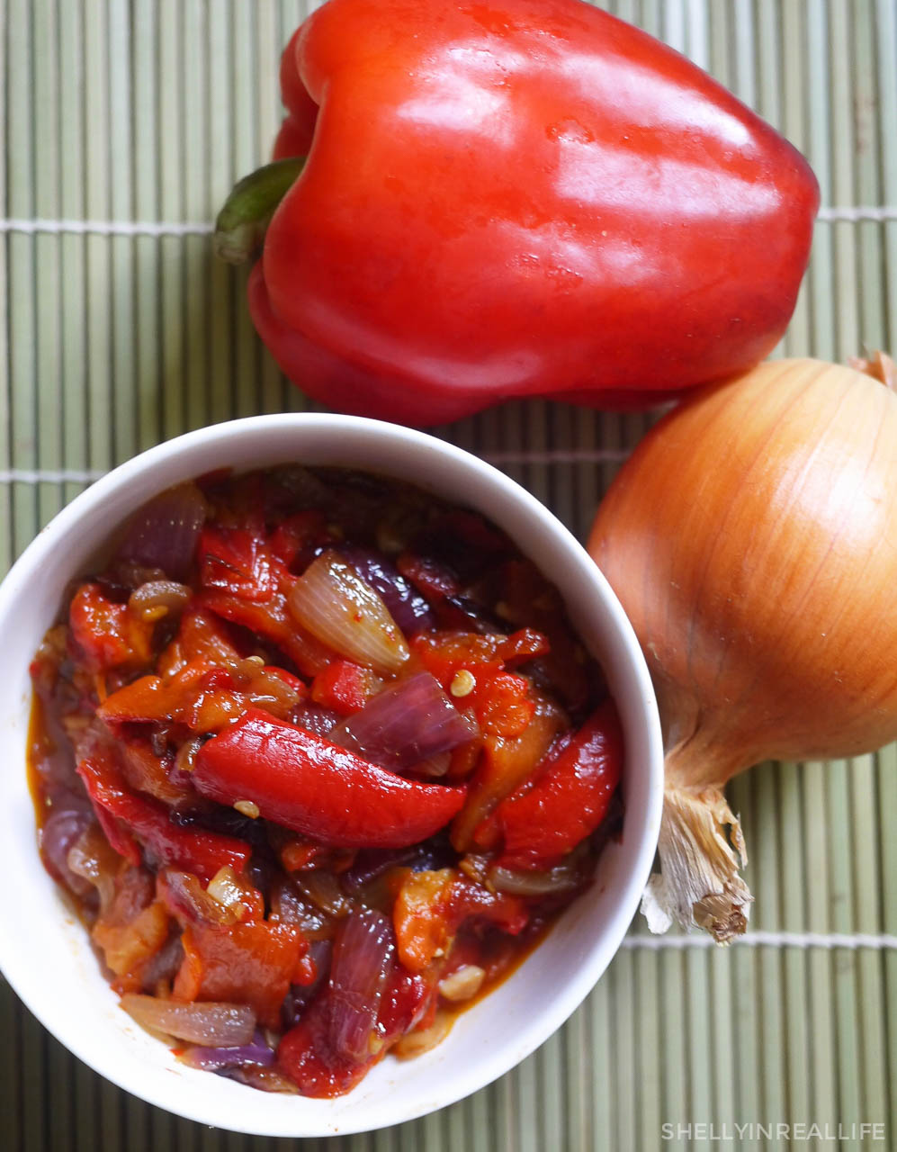 Roasted Pepper and Caramelized Onion Confit Shelly in Real Life