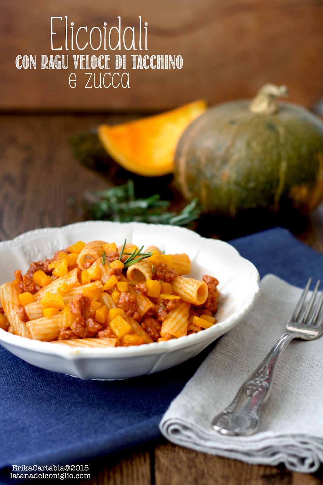 Elicoidali con ragù veloce di tacchino e zucca