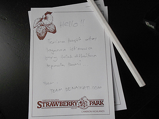 Nota terima kasih Strawberry Park Resort