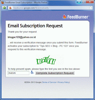 Masukkan kode verifikasi yang tersedia, lalu klik 'Complete Subscription Request'. (Gambar tidak terlihat? Klik kanan tulisan ini, lalu pilih 'Reload Image')