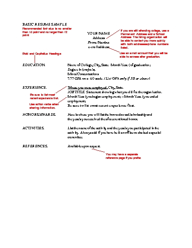 gallery for basic resume examples 2012