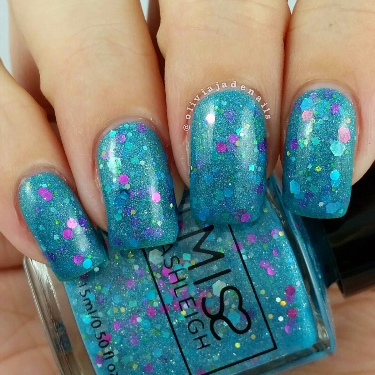 Miss Ashleigh Teal My Heart Away (cold) swatched by Olivia Jade Nails