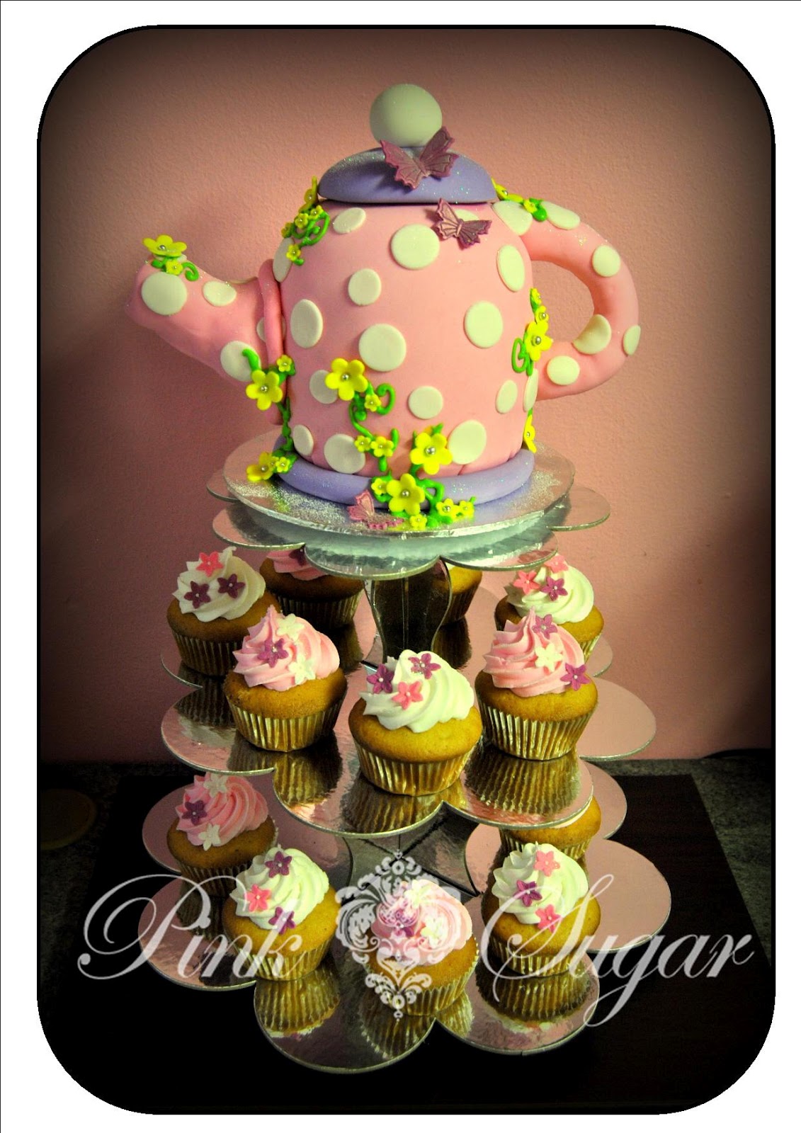 Pink Sugar Teapot Cake & Cupcakes...