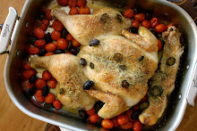 Fast Spatchcocked Chicken Roasted with Tomatoes Olives and Jalapeño