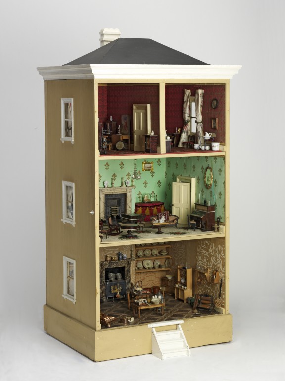 Dioramas and Clever Things Antique Dollhouses made from wood.