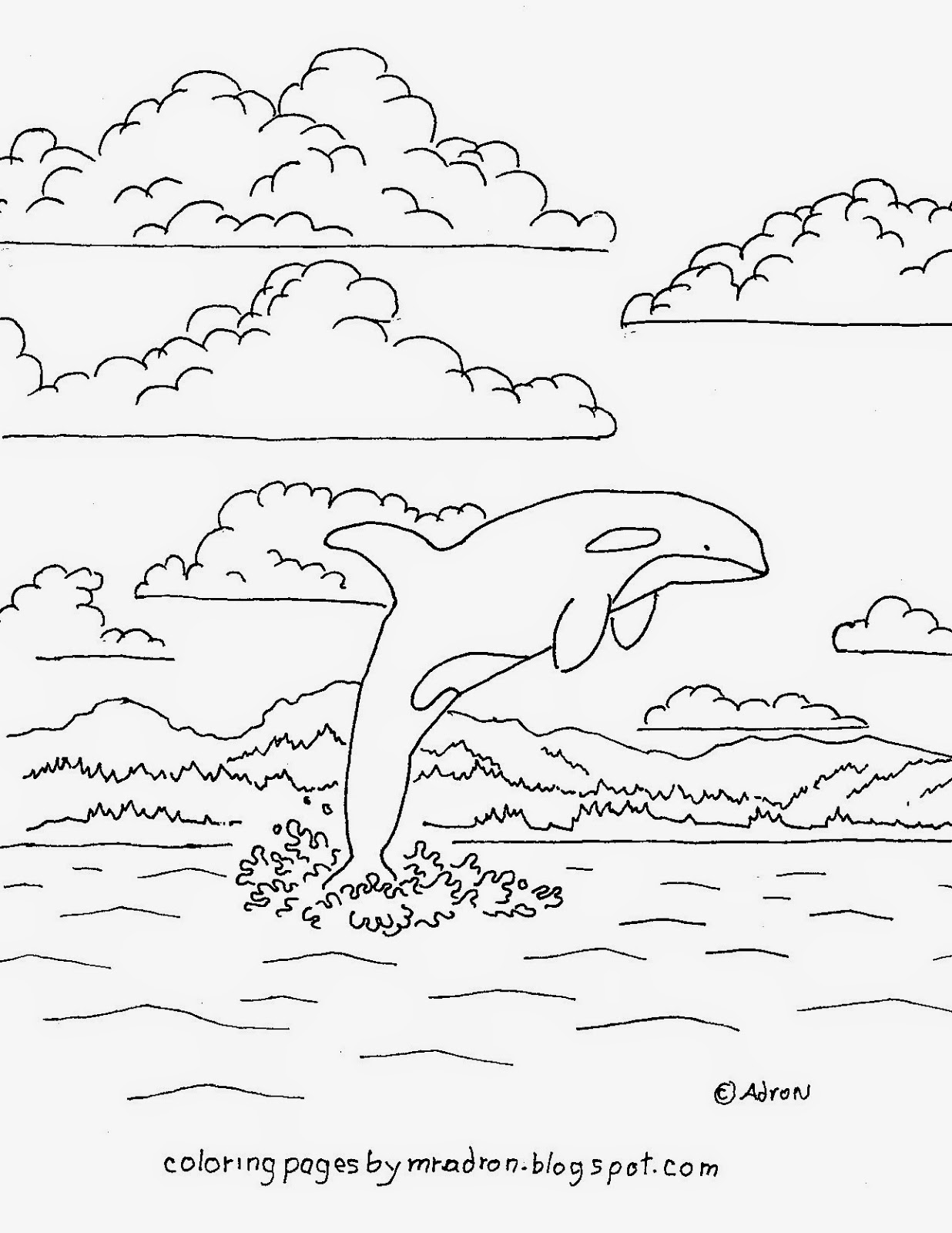 Coloring Pages for Kids by Mr. Adron: Orca Killer Whale Jumping Out Of The Water Coloring Page ...