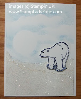 Card made with Stampin'UP! stamp set called Zoo Review and Iridescent Ice Embossing Powder.