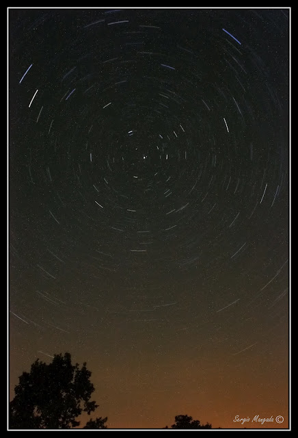 Fotografía circumpolar en Arroyo de Fraguas, Guadalajara. Estrella polar, Polaris, trípode, Osa Mayor, Osa menor