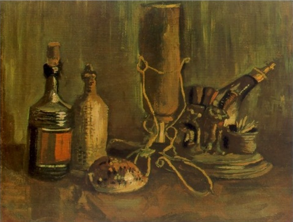 Still Life with Bottles and a Cowrie Shell Color Version (F 64, JH 537) by Vincent van Gogh