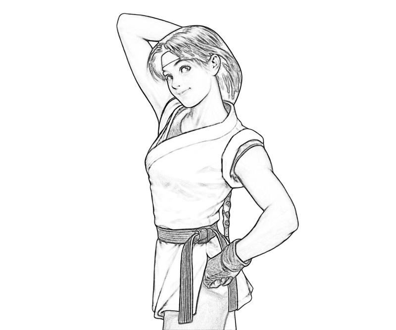 King of Fighters Yuri Sakazaki Action Coloring Pages king-of-fighters-yuri-sakazaki-action-coloring-pages