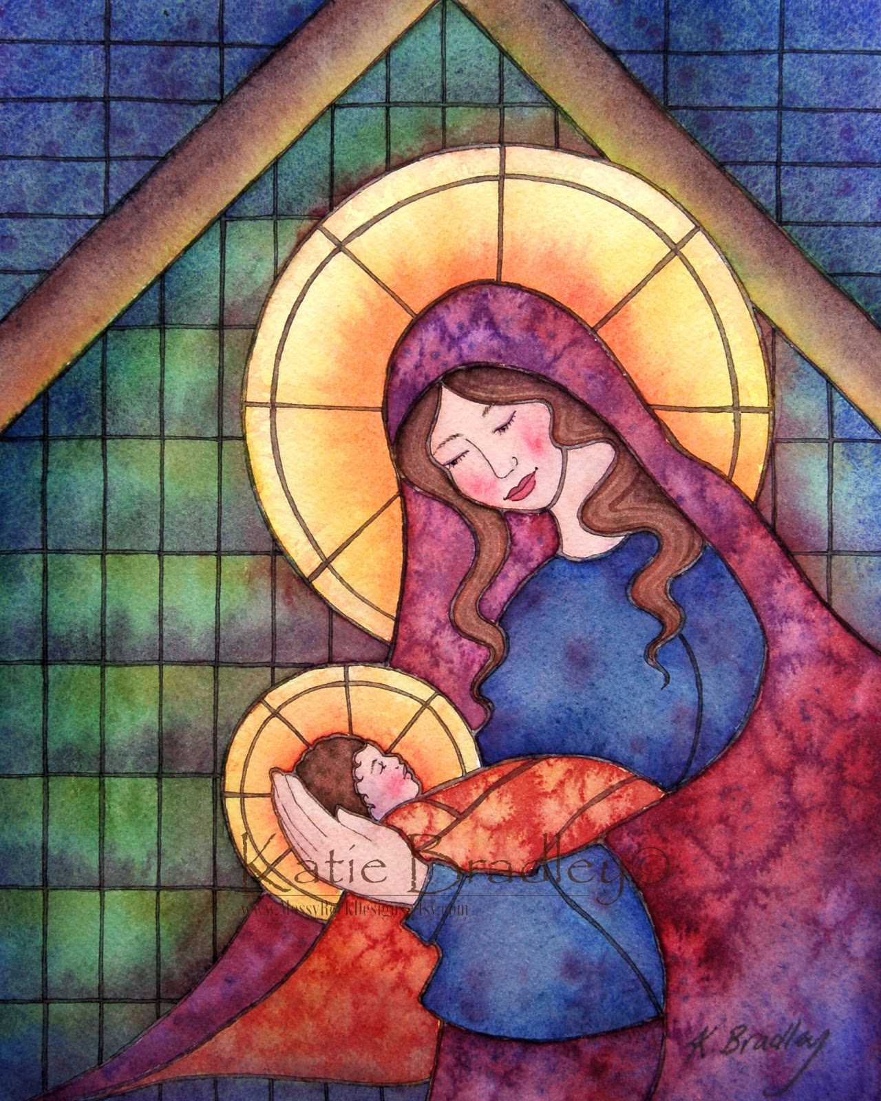 MossyRockDesigns by Katie Bradley: Stained glass Madonna and baby Jesus