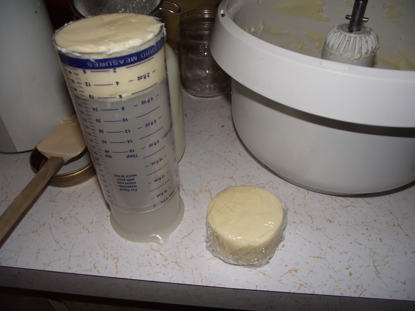 Country Mom at Home Making Butter With a Mixer