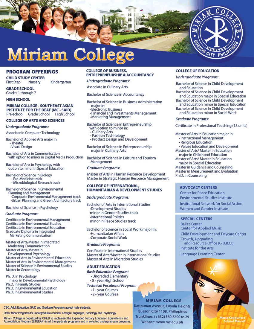 special educator in manila miriam college college course flyers