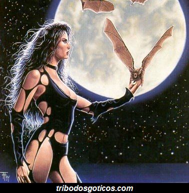 vampira com cara de mal vampira noite lua estrelas lilith morcego