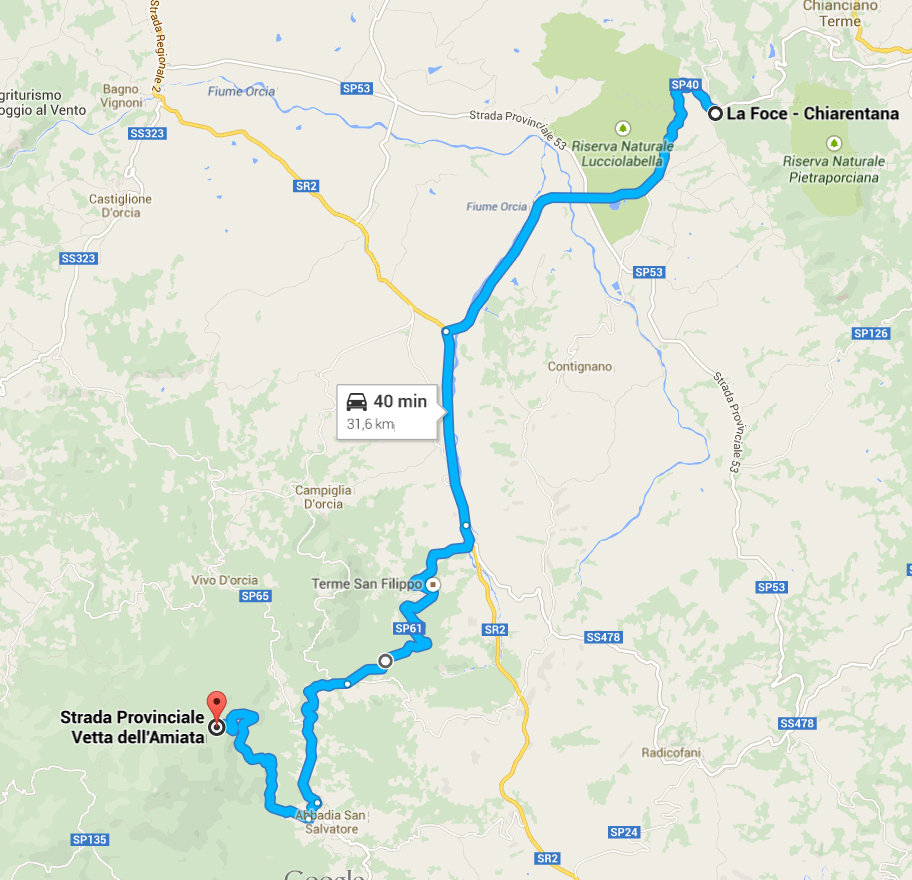 the first section of this route is bagni san filippo it is a health resort hot sulphurous water very suggestive for the presence of calcium deposits that