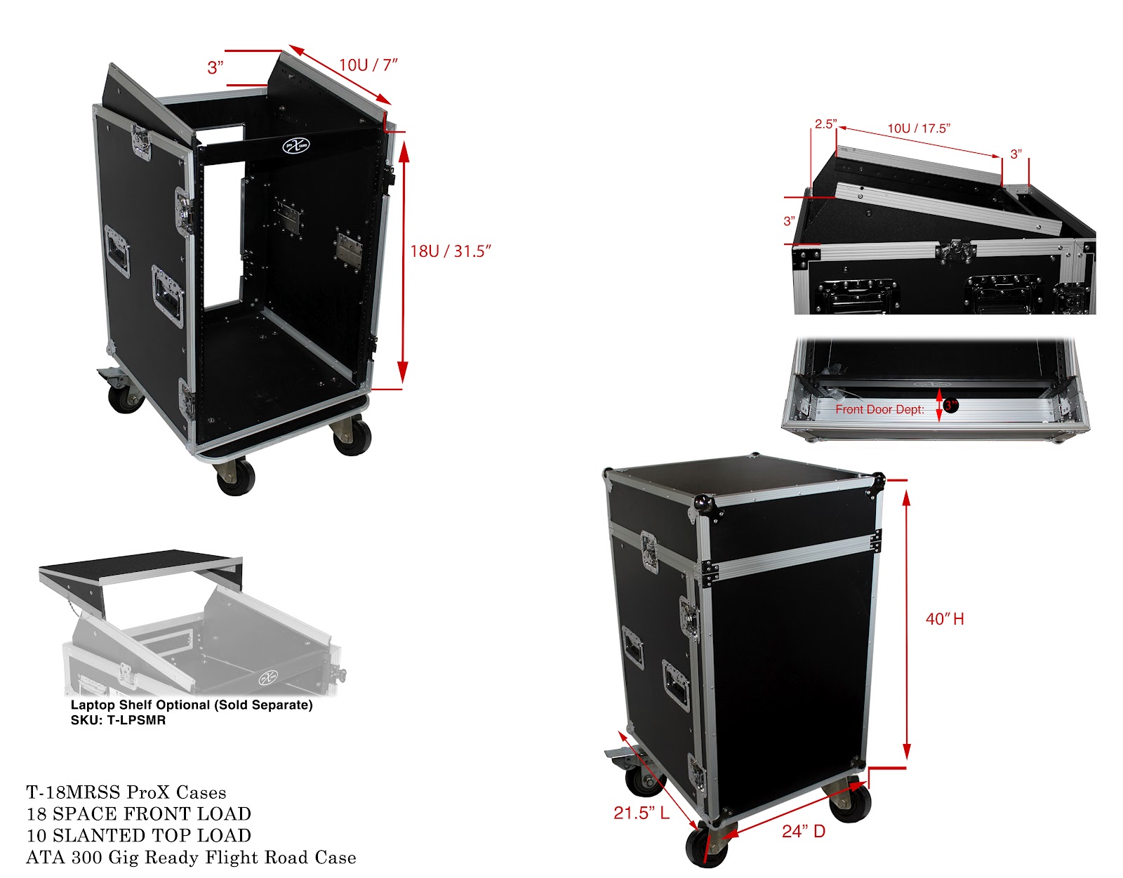 Pro X Cases 18 Space Amp Rack 10 Slanted Top 18U 10U Mixer DJ Combo