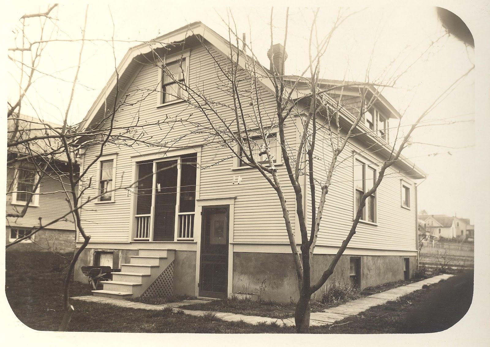 Old photos of architecture: View of craftsman house from the backyard