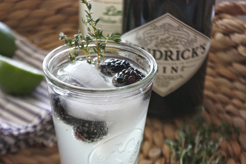 Sara's House Recipe Lime Gin Fizz with a Blackberry + Thyme Garnish