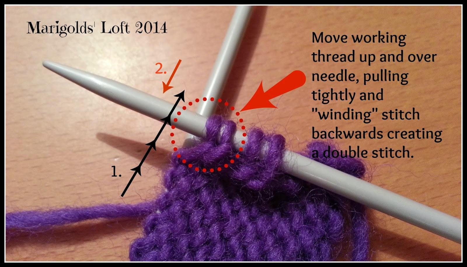 Double stitches english knitting
