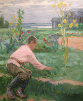 Н.Богданов-Бельский. Мальчик на траве. 1910
