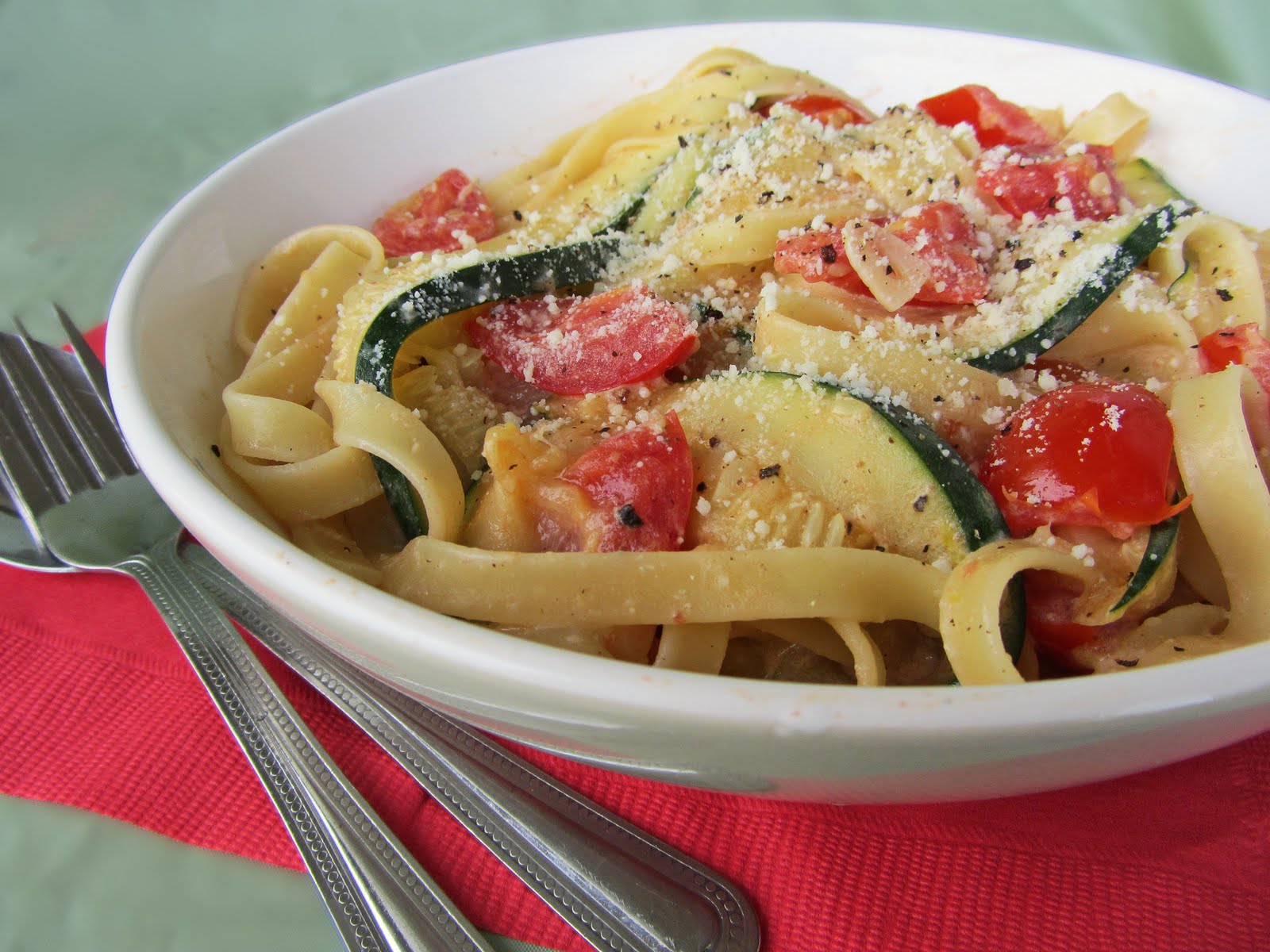 Lemony Pasta with Zucchini and Tomatoes Once Upon a Cutting Board