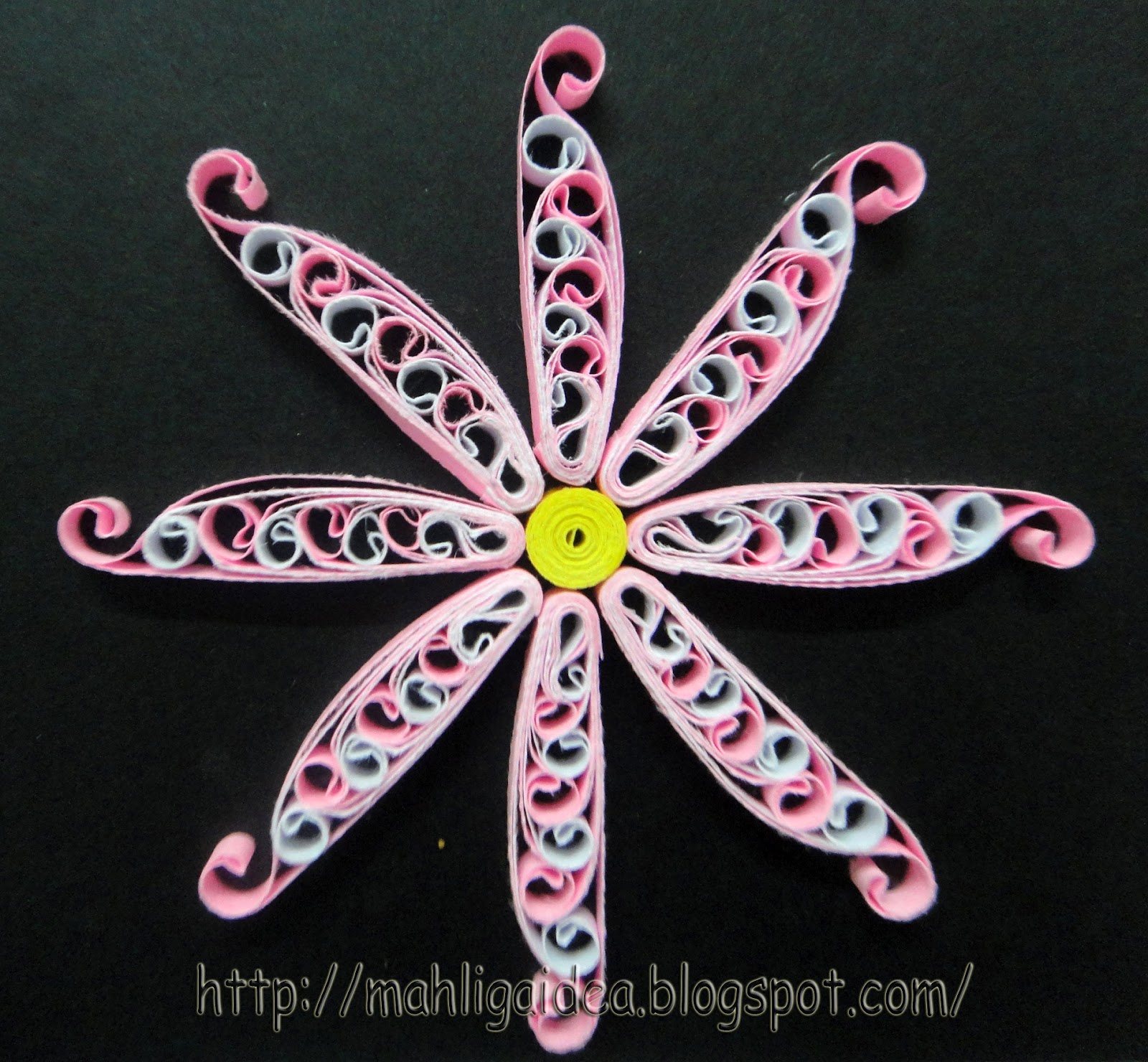Mahligai Idea Quilled Flower 3 Cascading Loops Technique