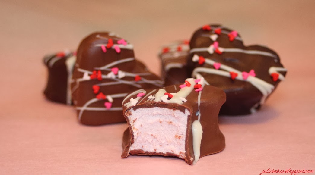 Julie Bakes Chocolatecovered marshmallow hearts