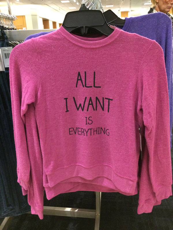 all-i-want-is-everything All I want is everything printed on a T-shirt