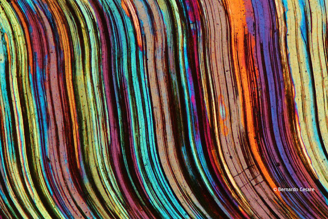 Polarizing microscopy images of Tiger's Eye from South Africa.