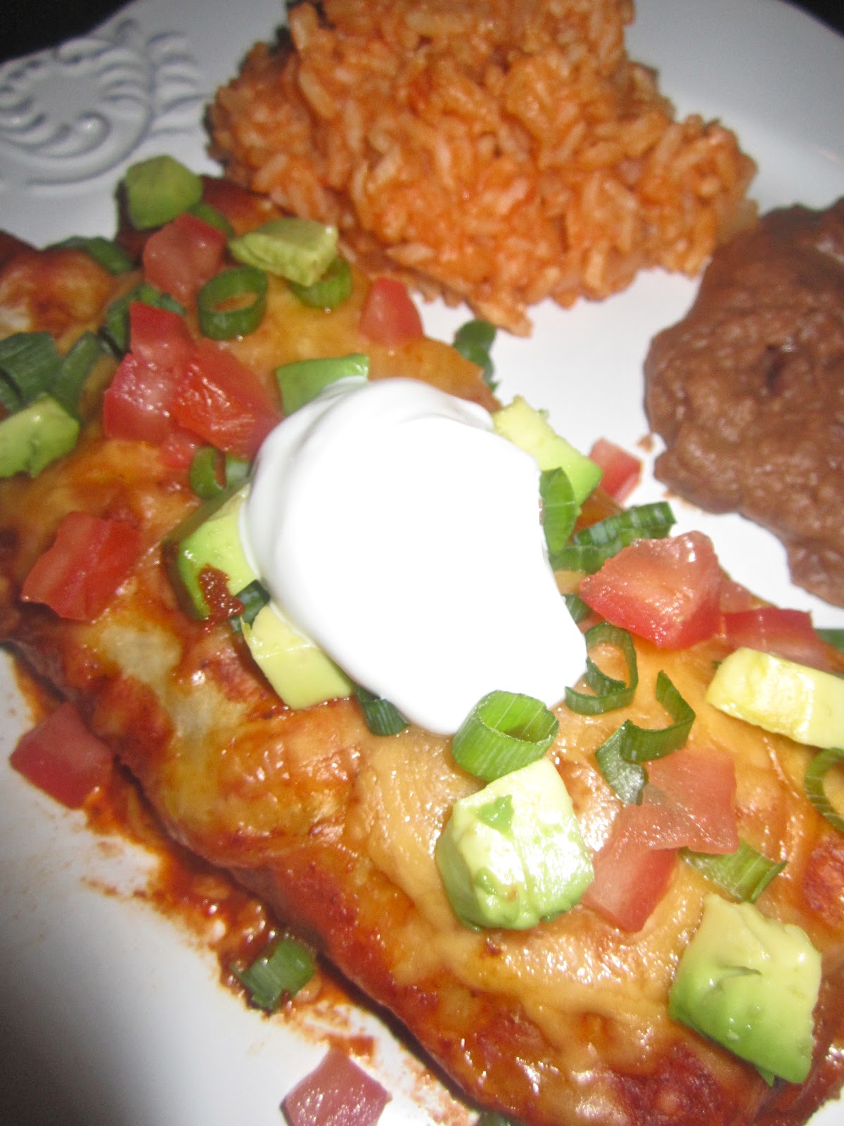 cook a mama Bean and Cheese Enchiladas and Spanish Rice