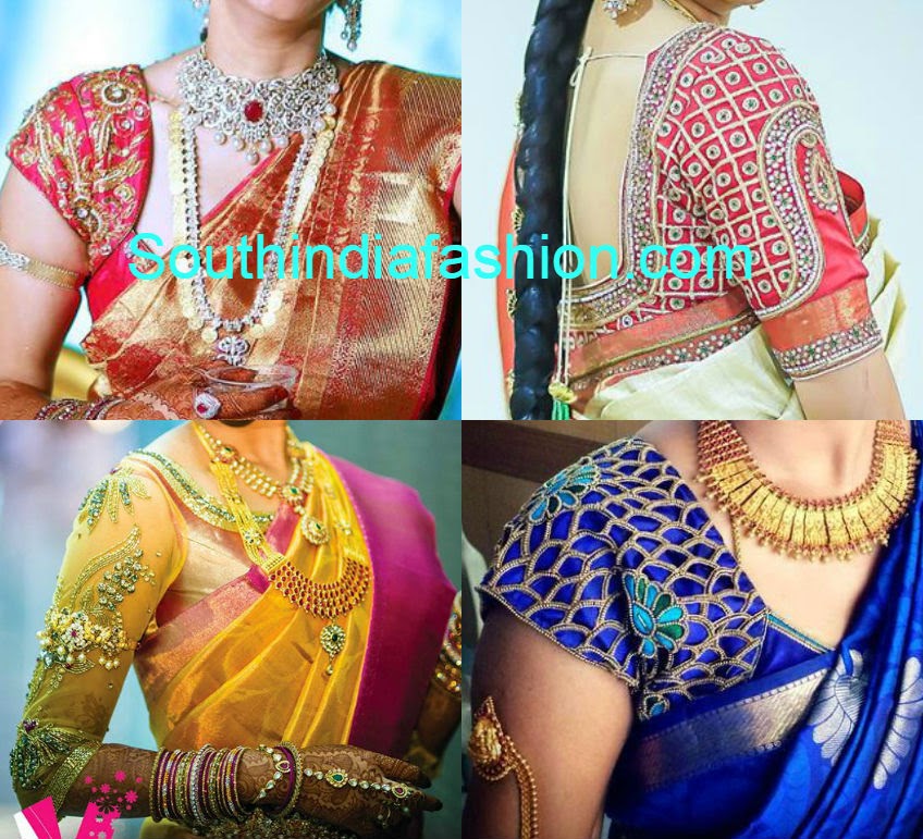 Patch Work Designs For Silk Saree Blouses