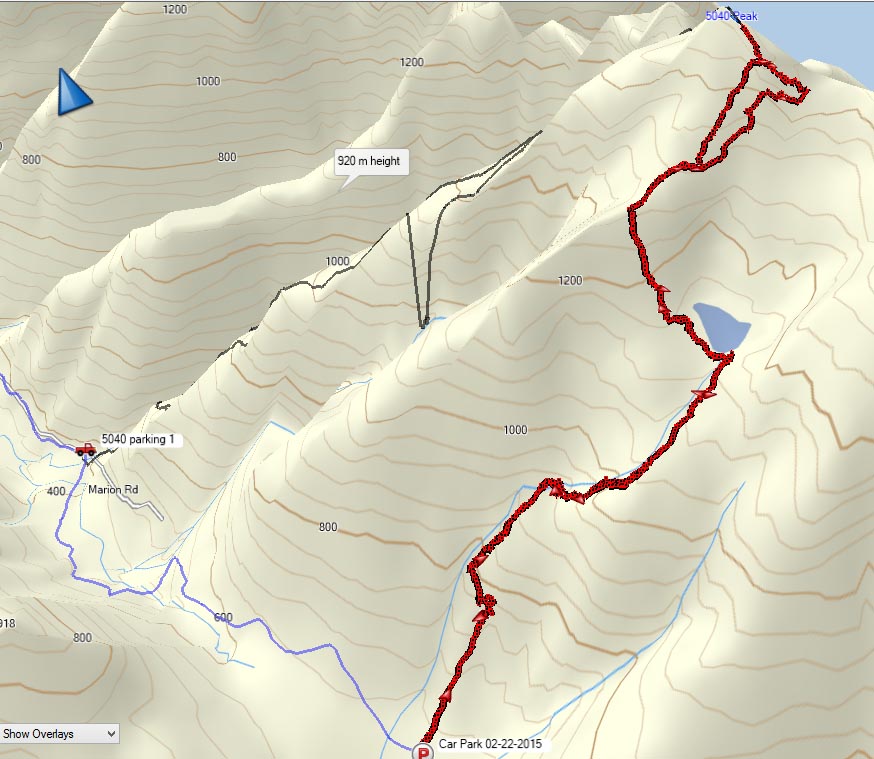 GPS route to Mount 5040