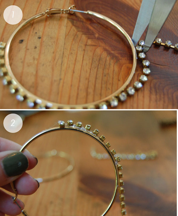 Just B B Wrapped DIY Rhinstone threaded earrings