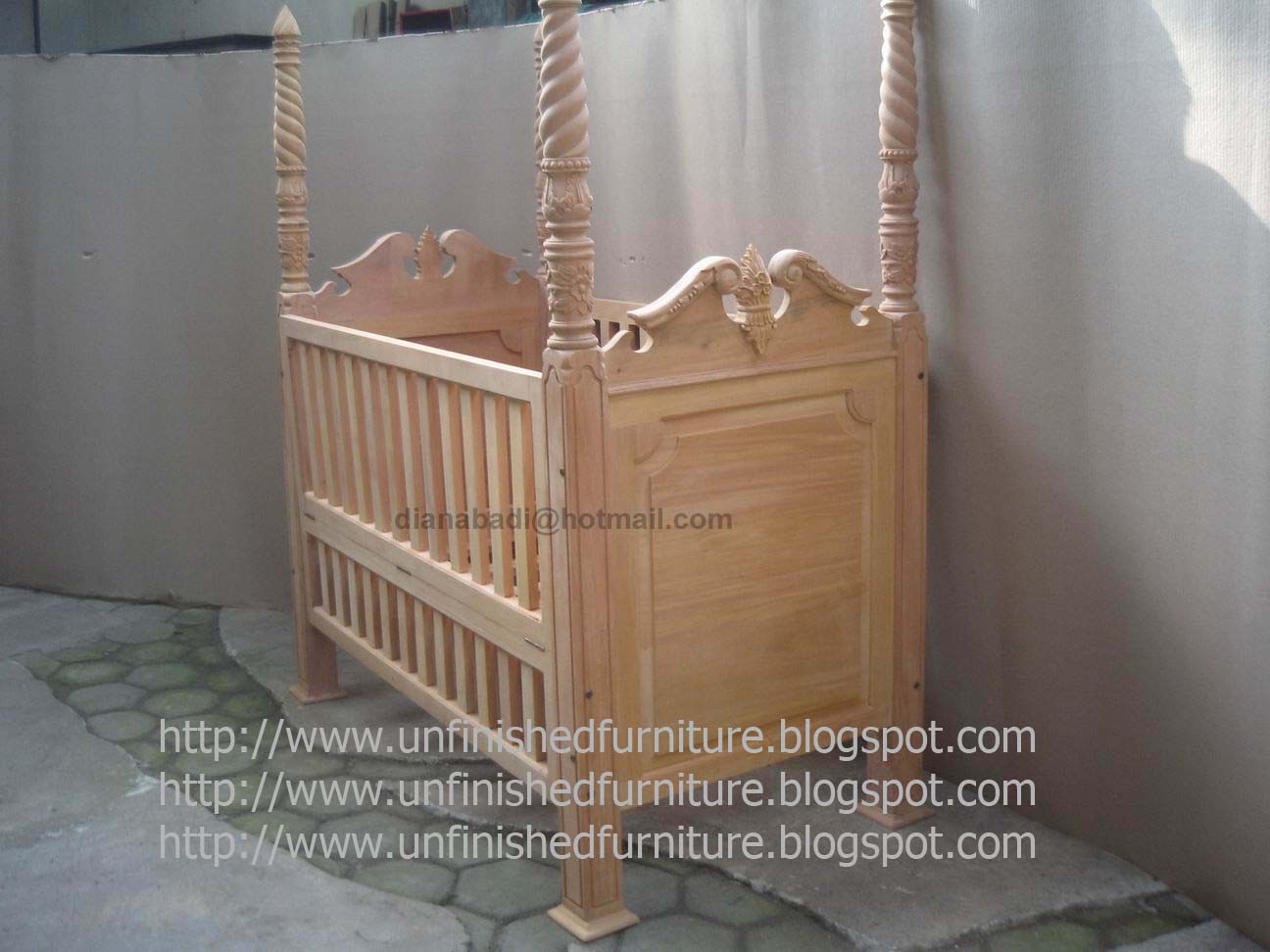 raw wood baby crib