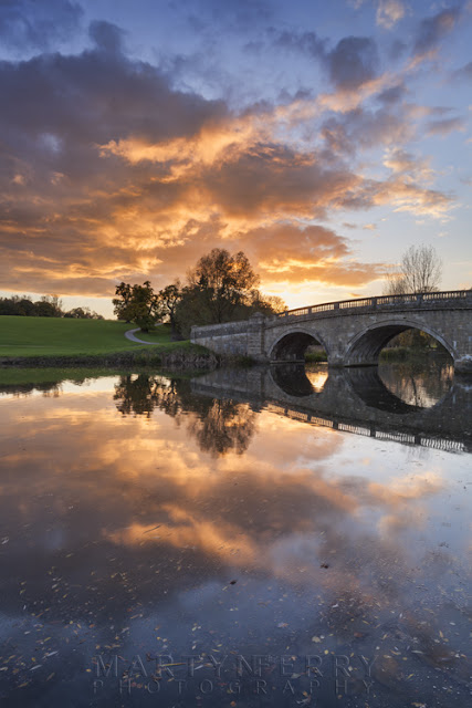 Sunset colours over a bridge at Blenheim Park by Martyn Ferry Photography