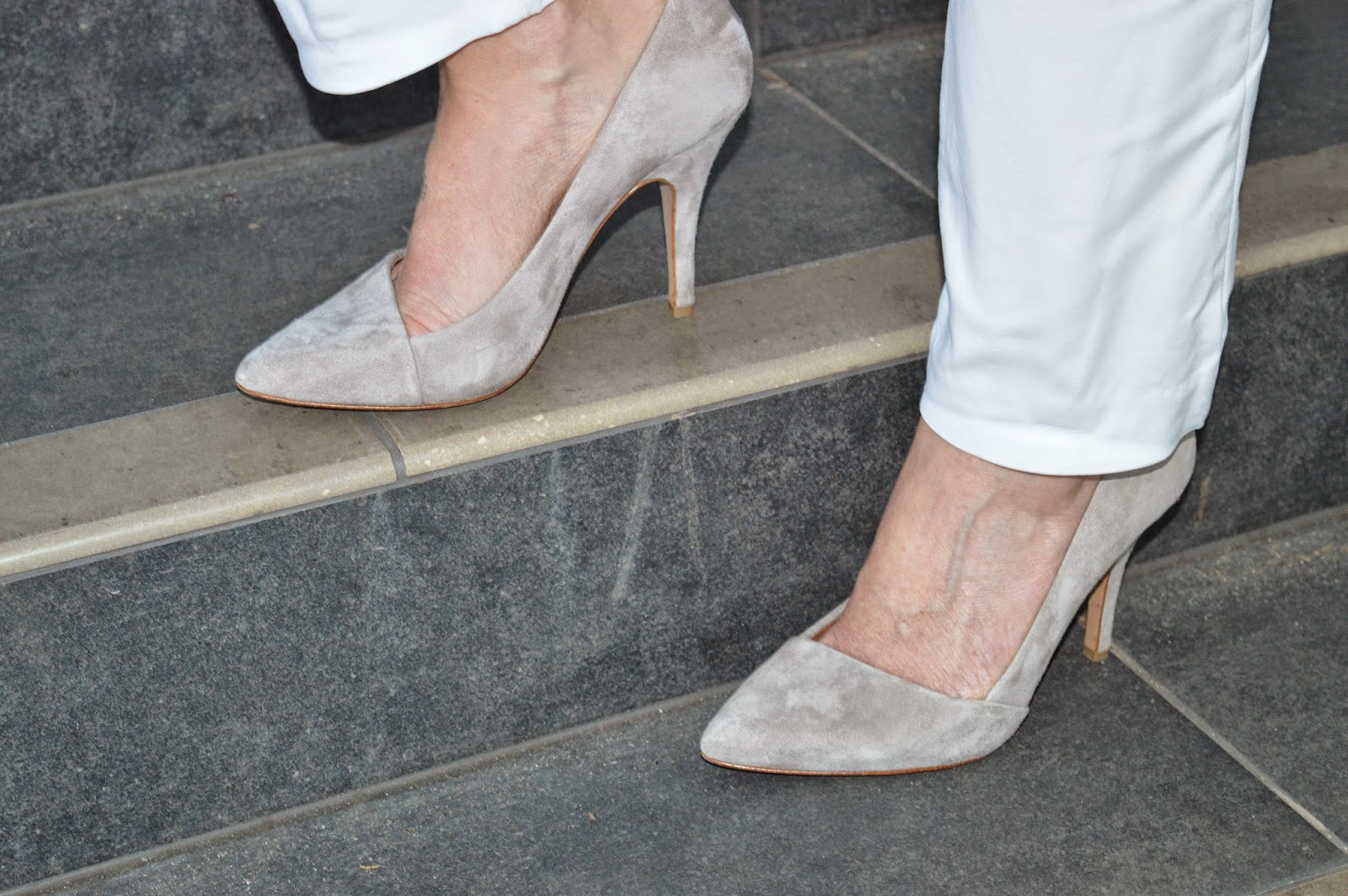 grey suede pumps