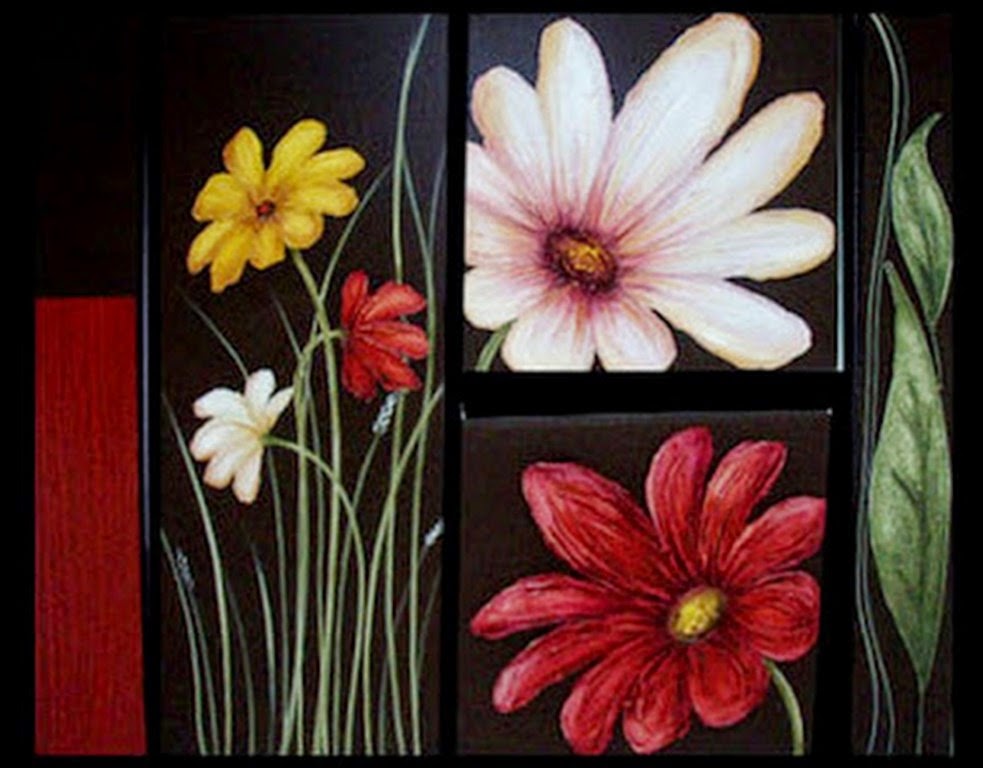 cuadros-tripticos-modernos-para-sala cuadros-abstractos-tripticos-de-flores