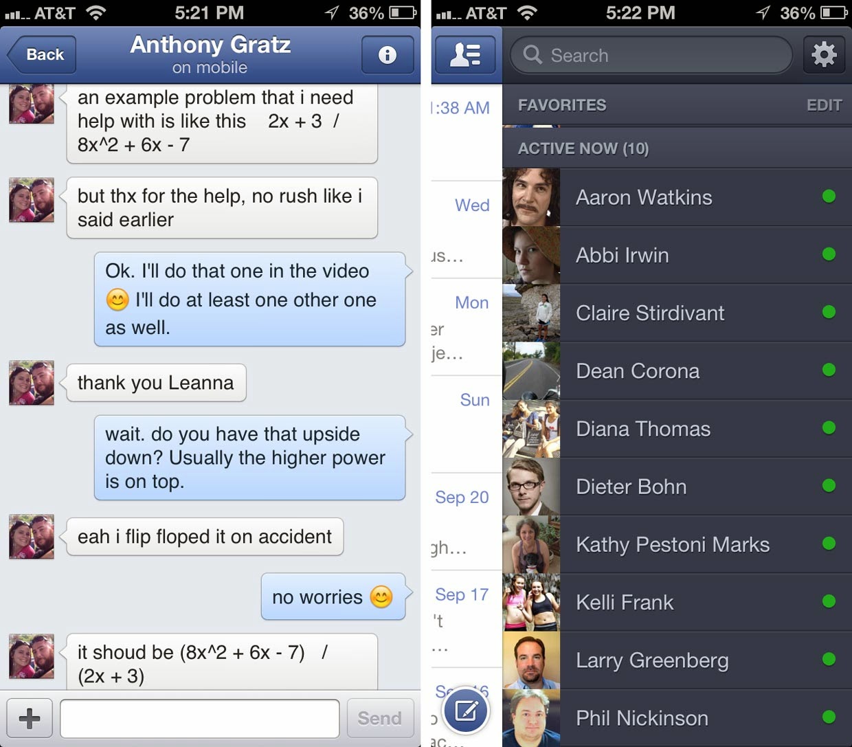 Facebook messenger chat