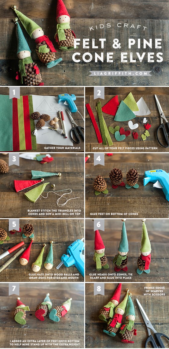 KID’S CRAFT FELT AND PINE CONE ELVES Handy DIY