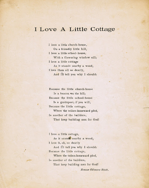 Antique Graphics Wednesday - Cottage Poem & Sheet Music | Knick of Time