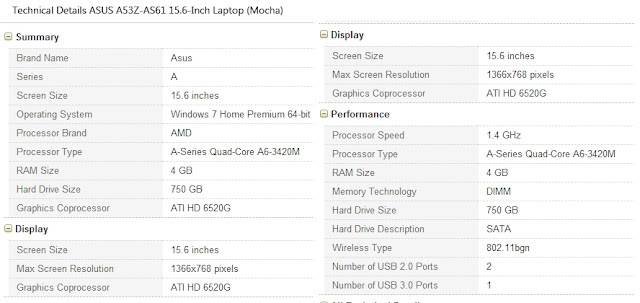 Technical Details 15.6-Inch Laptop (Mocha) | ASUS A53Z-AS61 Technical Details 15.6-Inch Laptop (Mocha) | ASUS A53Z-AS61