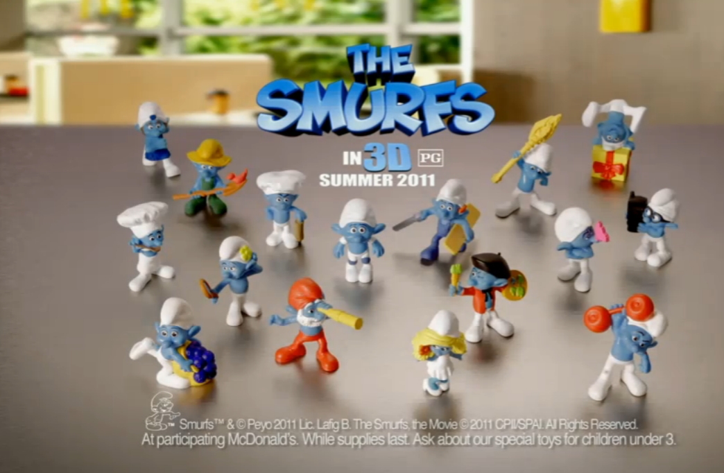 Smurfs  2011 Huge Lot Of 12 Brainy Smurfette Papa Heafty Details about   Mcdonalds Happy Meal 