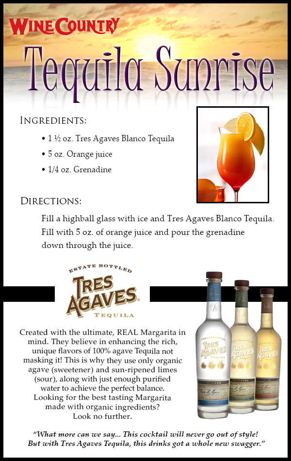 Wine Country New Jersey Cocktail Cocktail Tequila Sunrise